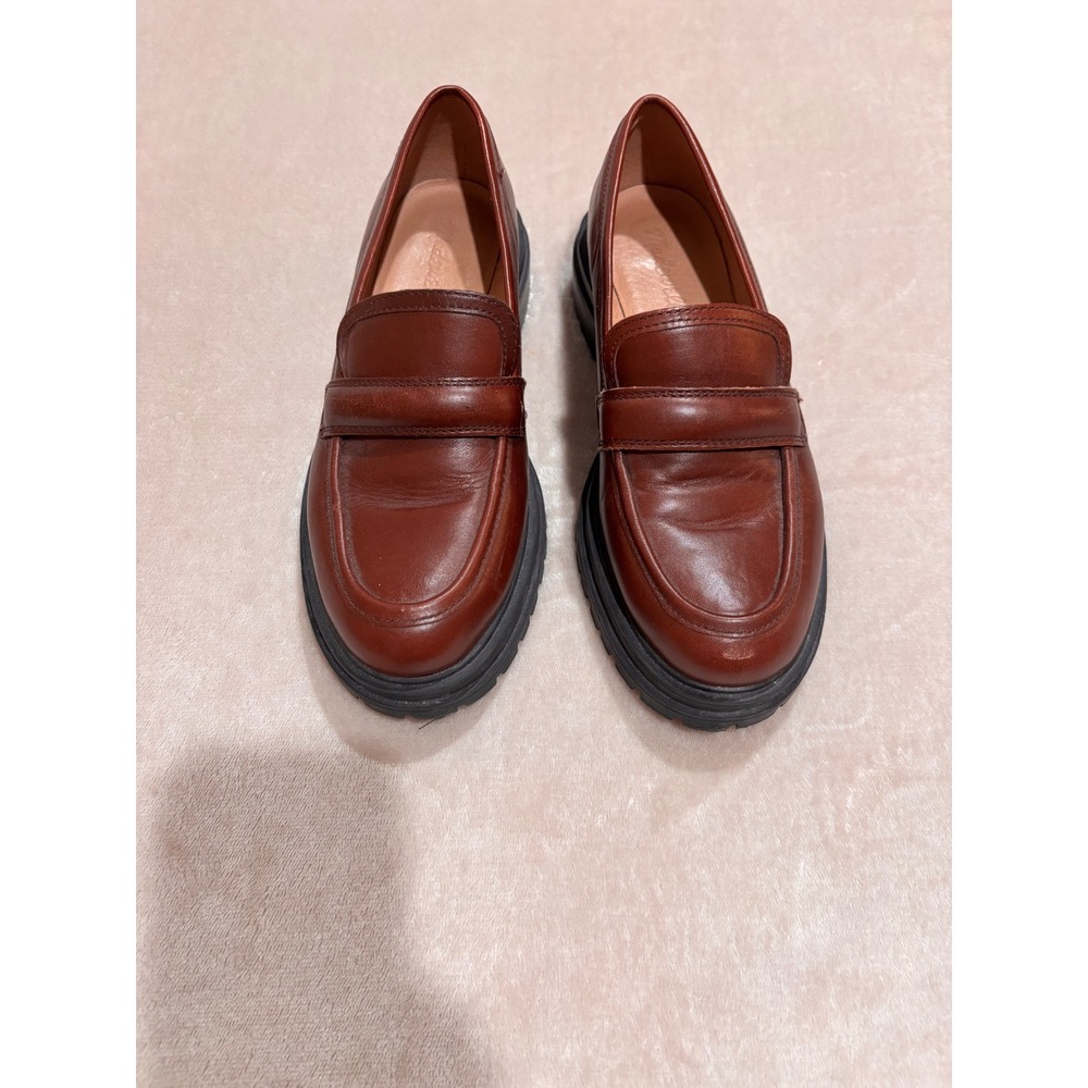 Madewell The Bradley Lugsole Loafers 7.5 Brown Leather Chunky Platform Academia